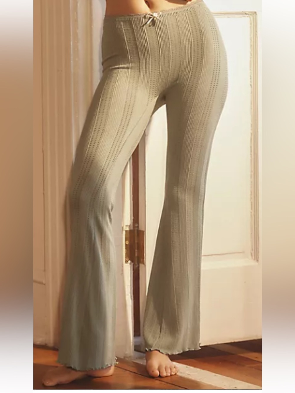 By Anthropologie Pointelle Flare Trousers NWT